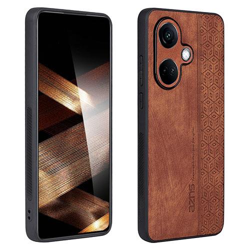 Soft Silicone Gel Leather Snap On Case Cover YZ1 for Oppo K11 5G Brown