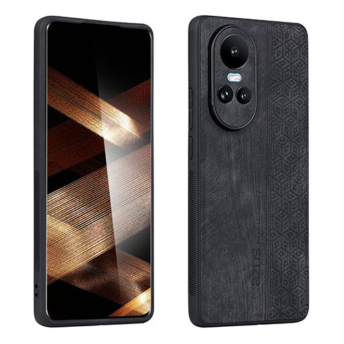 Soft Silicone Gel Leather Snap On Case Cover YZ1 for Oppo Reno10 Pro 5G Black