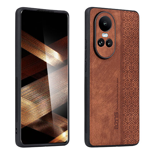 Soft Silicone Gel Leather Snap On Case Cover YZ1 for Oppo Reno10 Pro 5G Brown