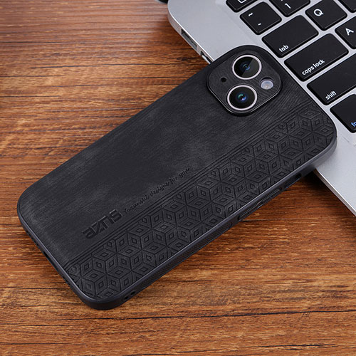 Soft Silicone Gel Leather Snap On Case Cover YZ2 for Apple iPhone 15 Pro Max Black