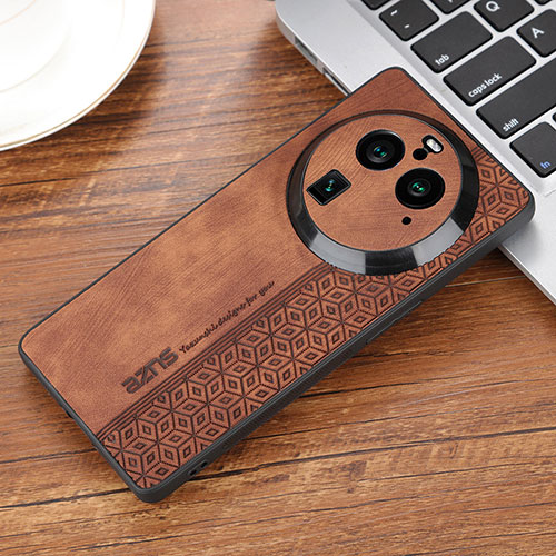 Soft Silicone Gel Leather Snap On Case Cover YZ2 for Oppo Find X6 5G Brown