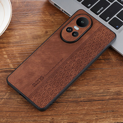 Soft Silicone Gel Leather Snap On Case Cover YZ2 for Oppo Reno10 5G Brown