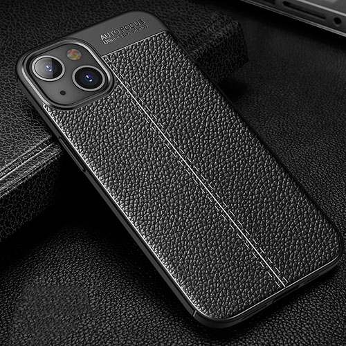 Soft Silicone Gel Leather Snap On Case Cover Z01 for Apple iPhone 14 Black