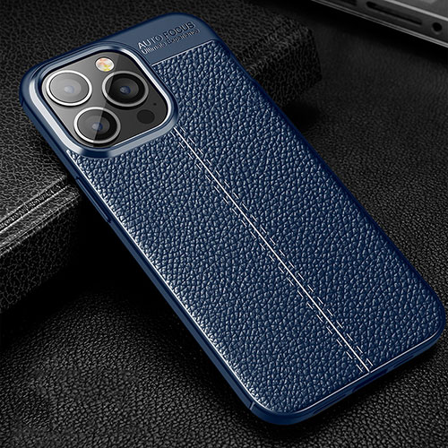 Soft Silicone Gel Leather Snap On Case Cover Z01 for Apple iPhone 14 Pro Blue