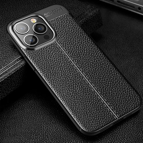 Soft Silicone Gel Leather Snap On Case Cover Z01 for Apple iPhone 16 Pro Max Black