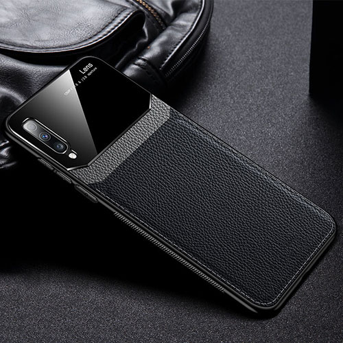 Soft Silicone Gel Leather Snap On Case Cover Z01 for Samsung Galaxy A70 Black