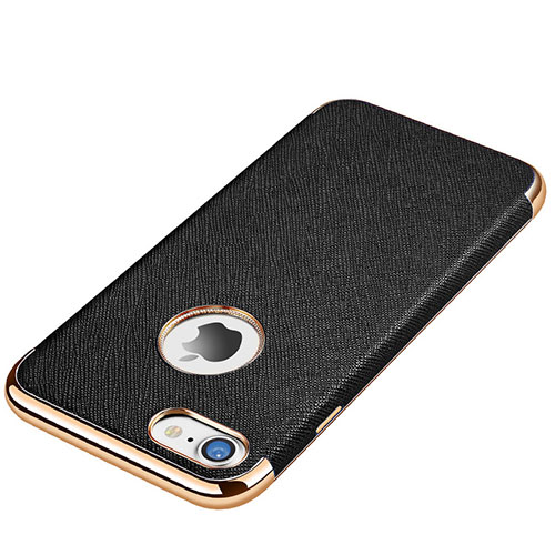 Soft Silicone Gel Leather Snap On Case for Apple iPhone 7 Black