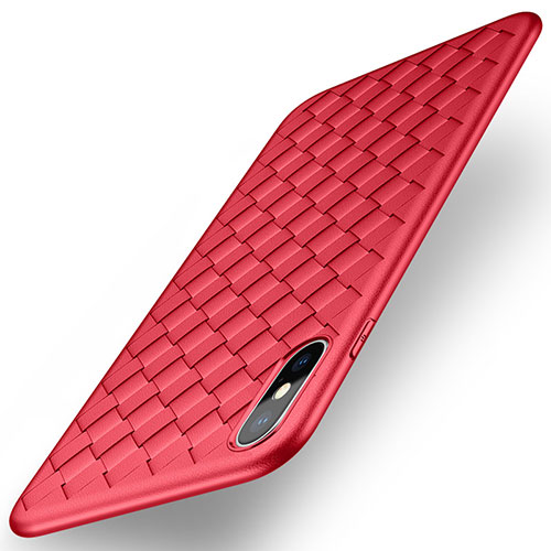 Soft Silicone Gel Leather Snap On Case for Apple iPhone Xs Max Red