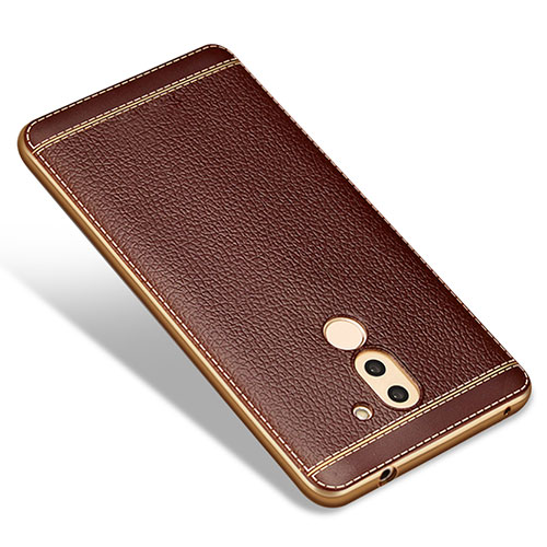 Soft Silicone Gel Leather Snap On Case for Huawei Honor 6X Pro Brown