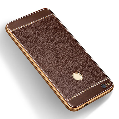 Soft Silicone Gel Leather Snap On Case for Huawei Honor 8 Lite Brown