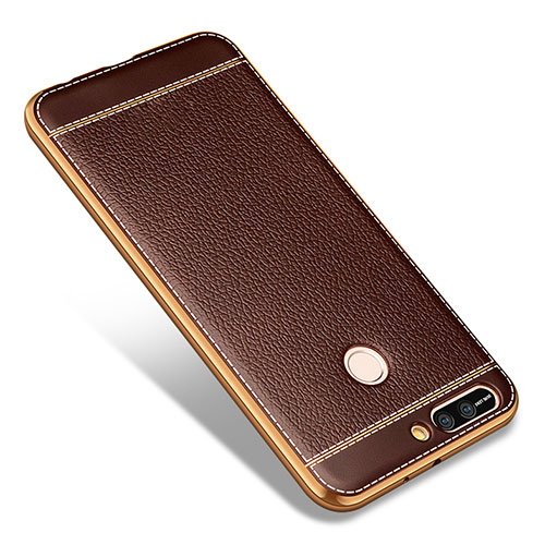 Soft Silicone Gel Leather Snap On Case for Huawei Honor V9 Brown