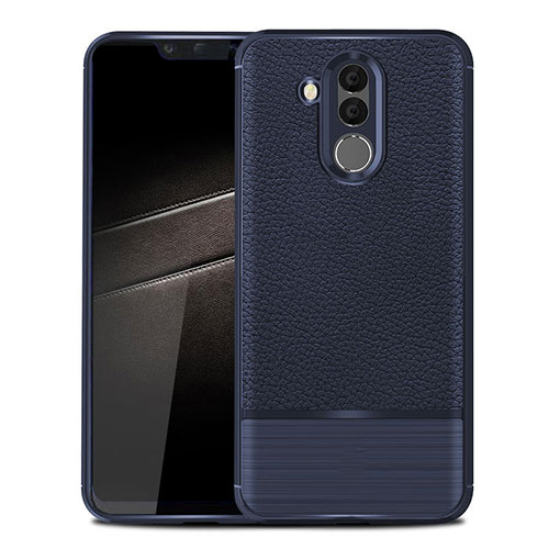 Soft Silicone Gel Leather Snap On Case for Huawei Mate 20 Lite Blue