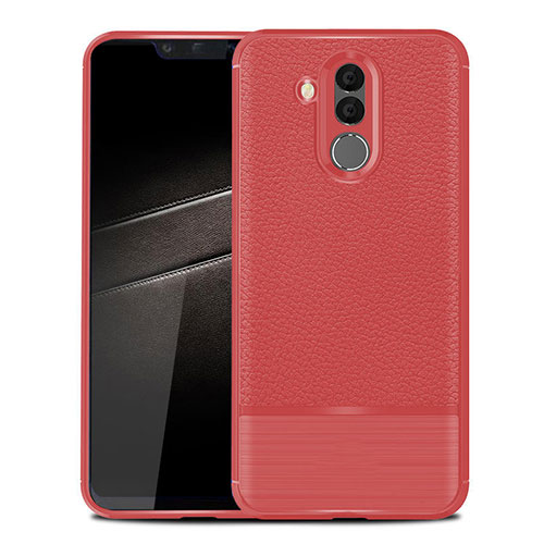 Soft Silicone Gel Leather Snap On Case for Huawei Mate 20 Lite Red