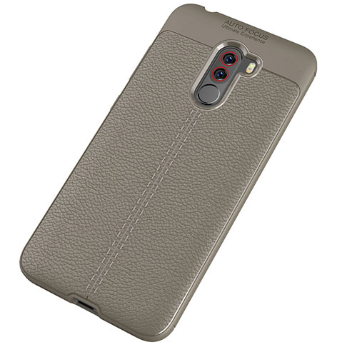 Soft Silicone Gel Leather Snap On Case for Xiaomi Pocophone F1 Gray