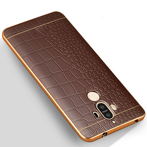 Soft Silicone Gel Leather Snap On Case W01 for Huawei Mate 9 Brown