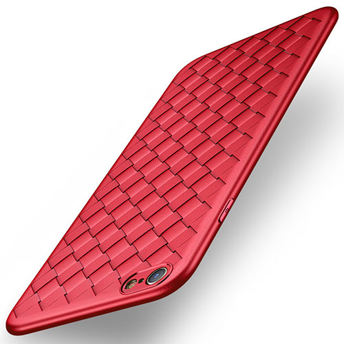 Soft Silicone Gel Leather Snap On Case W02 for Apple iPhone 6 Plus Red