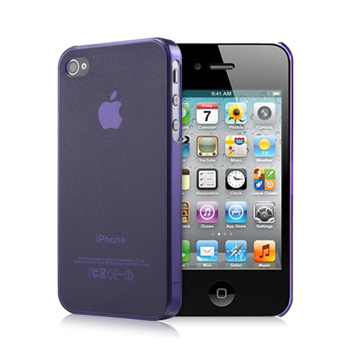 Soft Silicone Gel Transparent Matte Finish Case for Apple iPhone 4 Purple