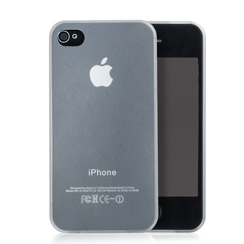 Soft Silicone Gel Transparent Matte Finish Case for Apple iPhone 4 White