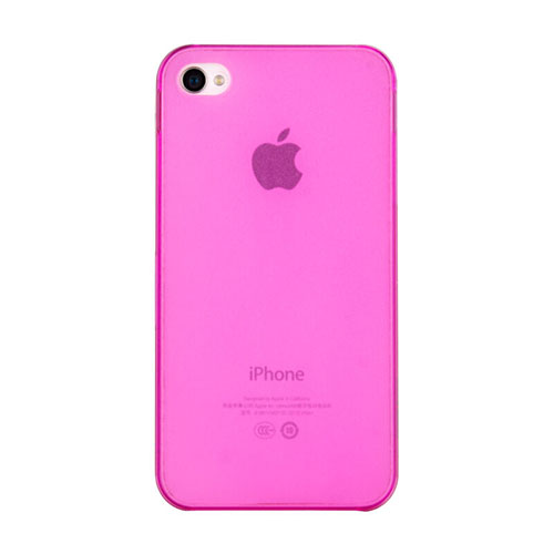 Soft Silicone Gel Transparent Matte Finish Cover for Apple iPhone 4 Pink