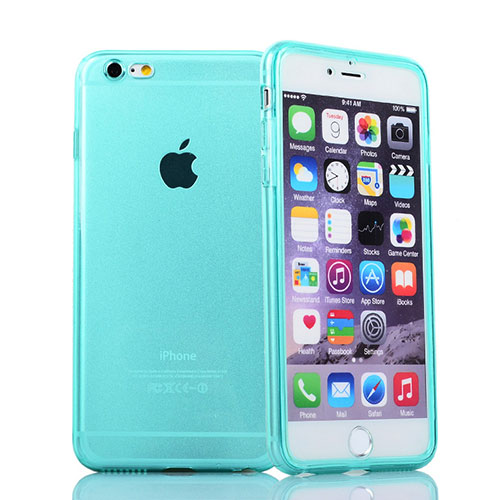 Soft Transparent Flip Case for Apple iPhone 6S Plus Sky Blue