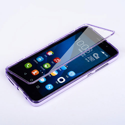 Soft Transparent Flip Case for Huawei Honor 4X Purple