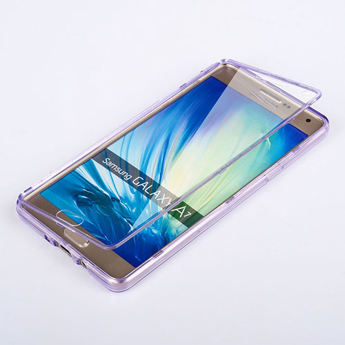 Soft Transparent Flip Case for Samsung Galaxy A7 SM-A700 Purple