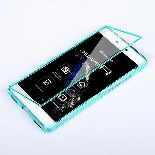 Soft Transparent Flip Cover for Huawei P8 Sky Blue