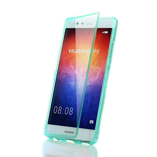 Soft Transparent Flip Cover for Huawei P9 Plus Sky Blue