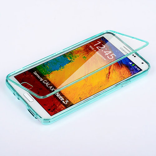 Soft Transparent Flip Cover for Samsung Galaxy Note 3 N9000 Sky Blue