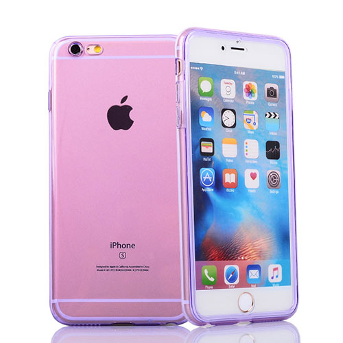 Soft Transparent Gel Flip Cover for Apple iPhone 6S Purple