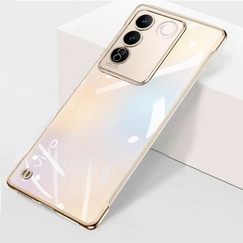 Transparent Crystal Frameless Hard Case Back Cover for Vivo V27 5G Gold