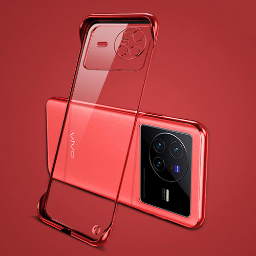 Transparent Crystal Frameless Hard Case Back Cover H01 for Vivo X80 5G Red