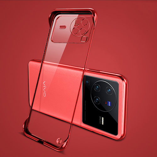 Transparent Crystal Frameless Hard Case Back Cover H01 for Vivo X80 Pro 5G Red