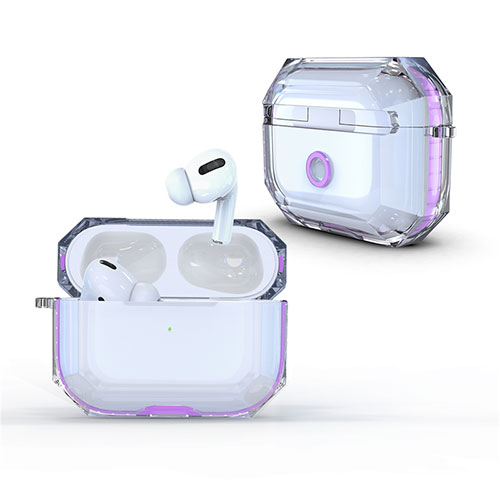 Transparent Crystal Hard Case Back Cover H01 for Apple AirPods Pro Purple