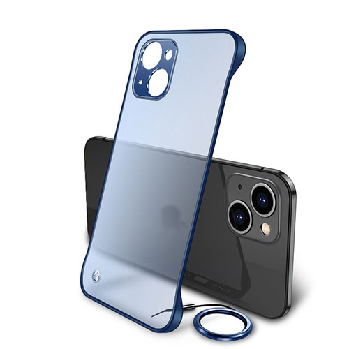 Transparent Crystal Hard Case Back Cover H01 for Apple iPhone 15 Blue