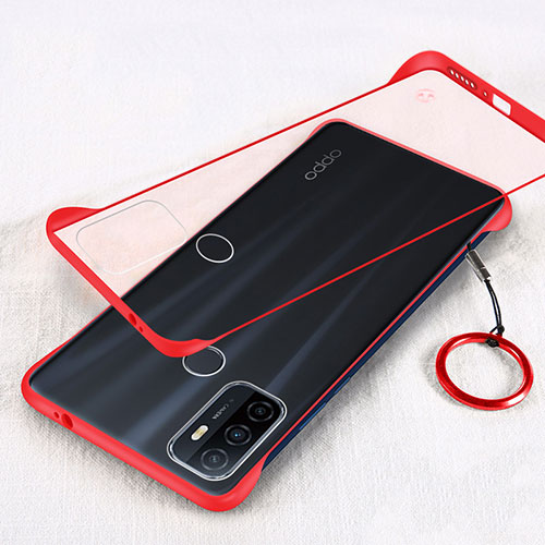 Transparent Crystal Hard Case Back Cover H01 for Oppo A53s Red