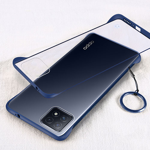 Transparent Crystal Hard Case Back Cover H01 for Oppo A72 5G Blue