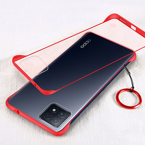 Transparent Crystal Hard Case Back Cover H01 for Oppo A73 5G Red