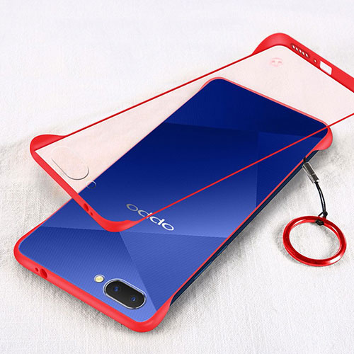 Transparent Crystal Hard Case Back Cover H01 for Oppo AX5 Red