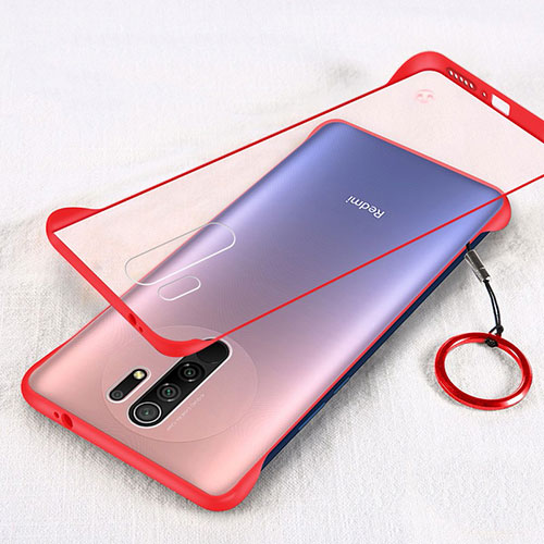 Transparent Crystal Hard Case Back Cover H01 for Xiaomi Redmi 9 Prime India Red