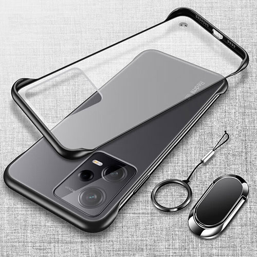 Transparent Crystal Hard Case Back Cover H01 for Xiaomi Redmi Note 12 Pro+ Plus 5G Black
