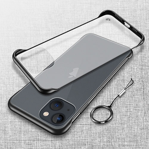 Transparent Crystal Hard Case Back Cover H02 for Apple iPhone 15 Black