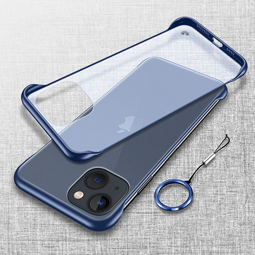 Transparent Crystal Hard Case Back Cover H02 for Apple iPhone 15 Blue