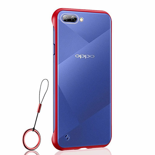 Transparent Crystal Hard Case Back Cover H02 for Oppo A12e Red