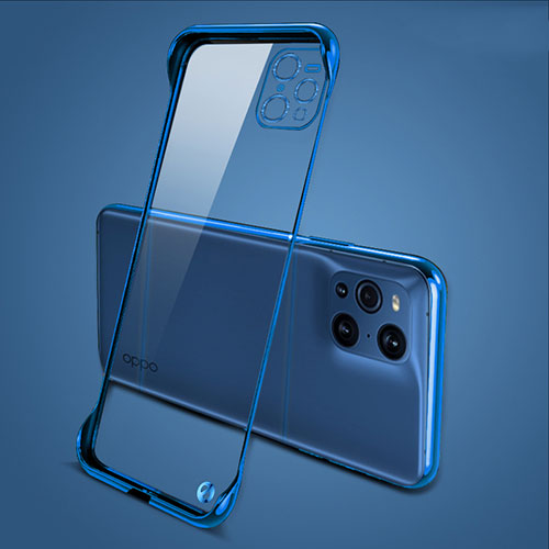 Transparent Crystal Hard Case Back Cover H02 for Oppo Find X3 5G Blue