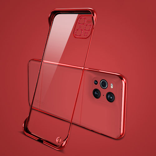 Transparent Crystal Hard Case Back Cover H02 for Oppo Find X3 Pro 5G Red