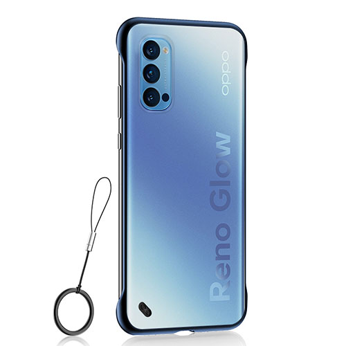 Transparent Crystal Hard Case Back Cover H02 for Oppo Reno4 5G Blue