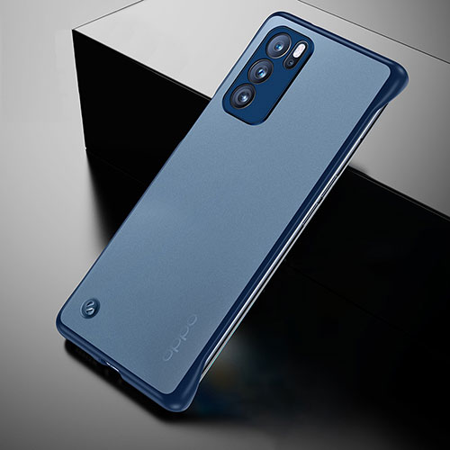 Transparent Crystal Hard Case Back Cover H02 for Oppo Reno6 Pro 5G India Blue