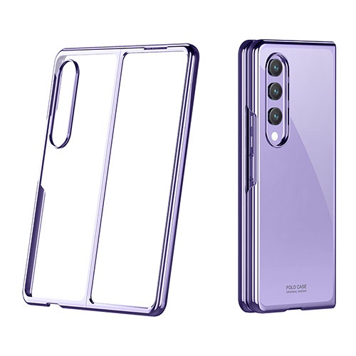 Transparent Crystal Hard Case Back Cover H02 for Samsung Galaxy Z Fold3 5G Purple