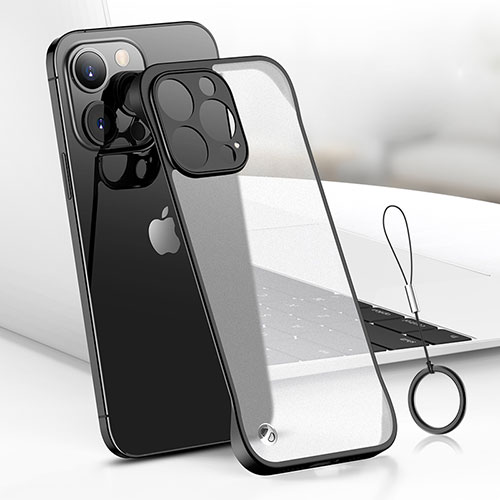 Transparent Crystal Hard Case Back Cover H03 for Apple iPhone 15 Pro Max Black
